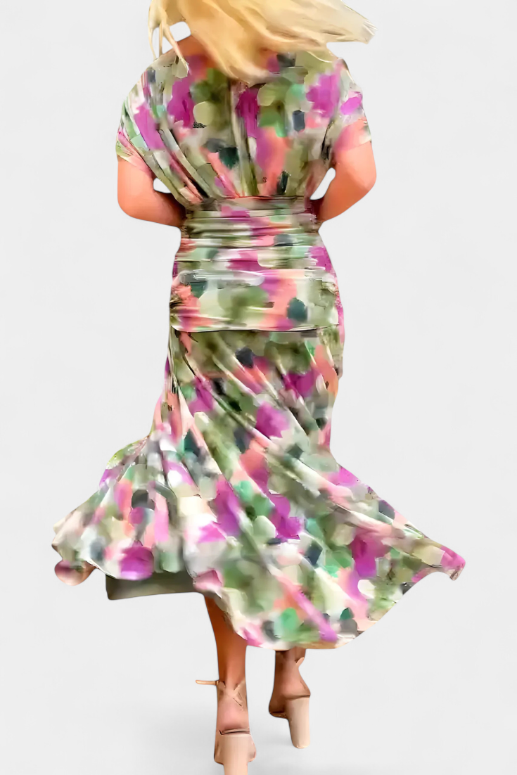 Alorina™ | Long Floral Dress with V-Neck